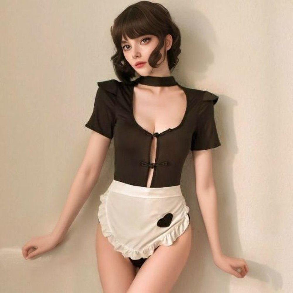 Sexy Maid Cosplay costume | 2-way wear sexy lingerie set | Jumpsuit